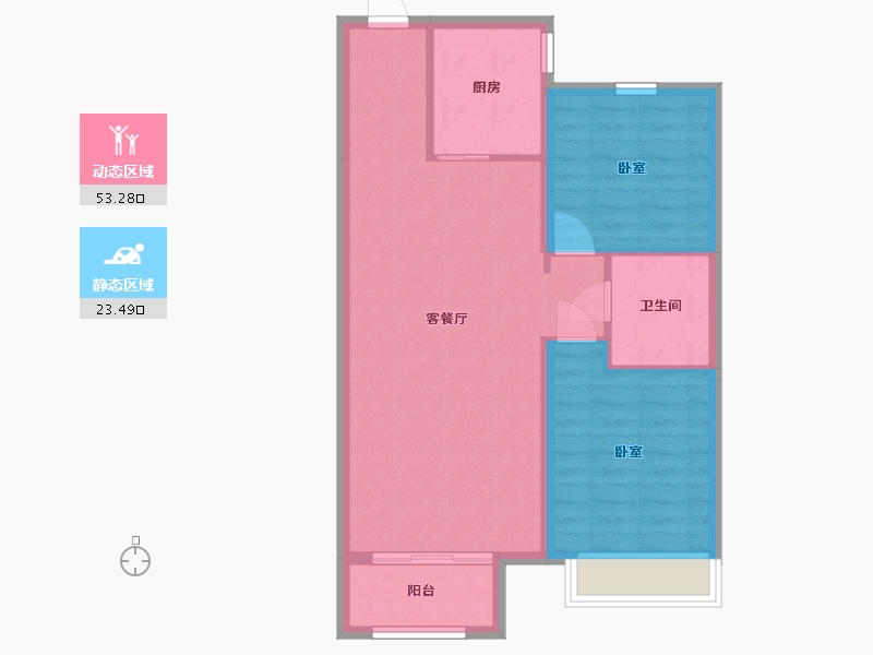 辽宁省-丹东市-永同昌翡翠公馆-69.36-户型库-动静分区