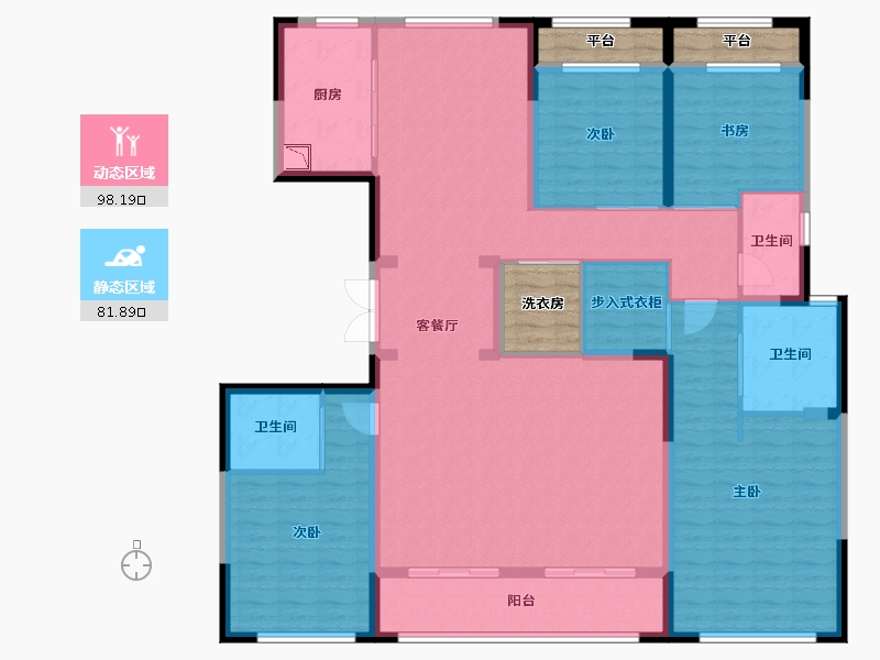 内蒙古自治区-呼和浩特市-创联绿城·玖悦府-172.62-户型库-动静分区