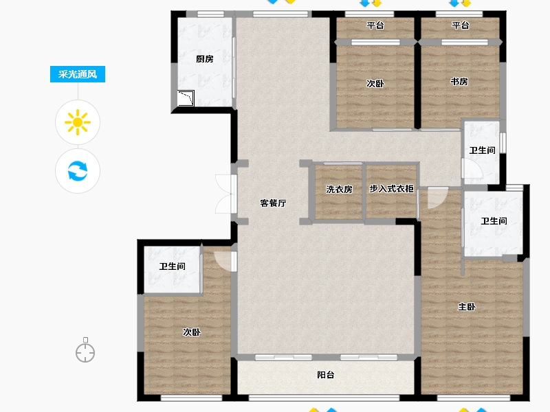 内蒙古自治区-呼和浩特市-创联绿城·玖悦府-172.62-户型库-采光通风