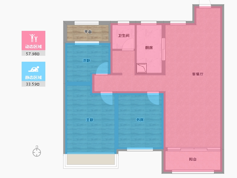 内蒙古自治区-呼和浩特市-祥生·东方樾-84.35-户型库-动静分区