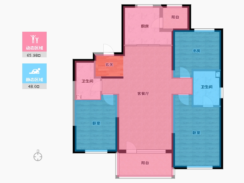 辽宁省-抚顺市-今日阳光-101.98-户型库-动静分区