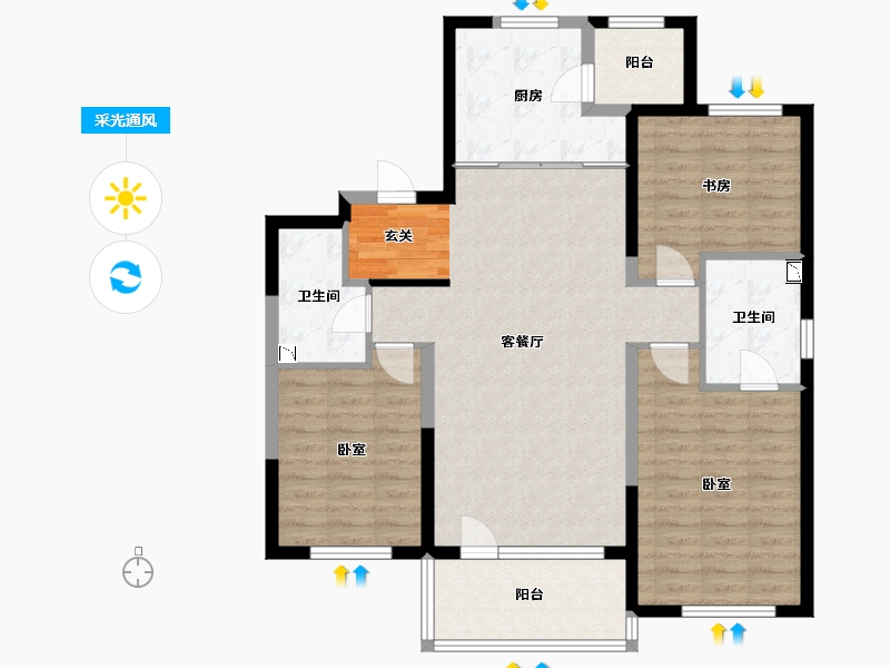 辽宁省-抚顺市-今日阳光-101.98-户型库-采光通风