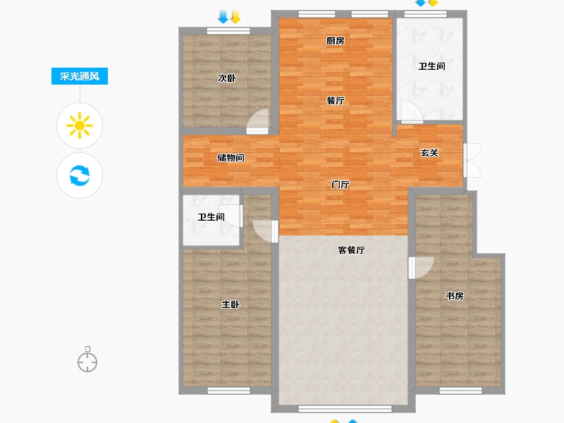 吉林省-辽源市-星源城湖语墅-128.79-户型库-采光通风