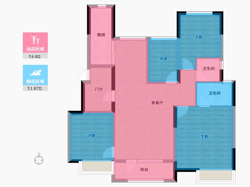 辽宁省-大连市-招商雍景湾-98.94-户型库-动静分区