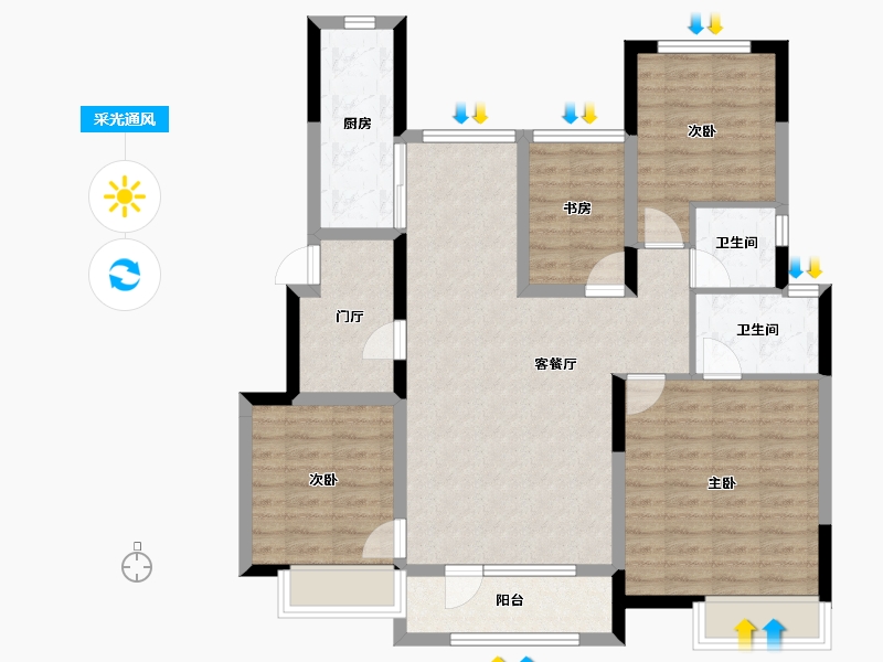 辽宁省-大连市-招商雍景湾-98.94-户型库-采光通风