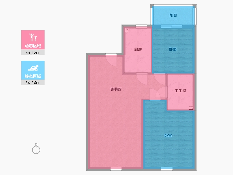 辽宁省-丹东市-永同昌·翡翠壹号-66.98-户型库-动静分区