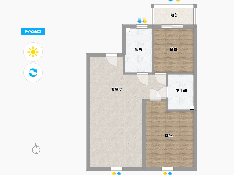 辽宁省-丹东市-永同昌·翡翠壹号-66.98-户型库-采光通风