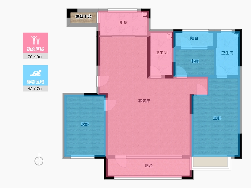 辽宁省-辽阳市-金·首府-107.68-户型库-动静分区