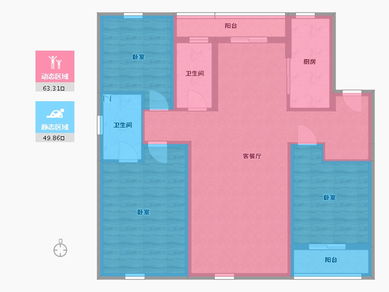 辽宁省-丹东市-永同昌·翡翠壹号-100.75-户型库-动静分区