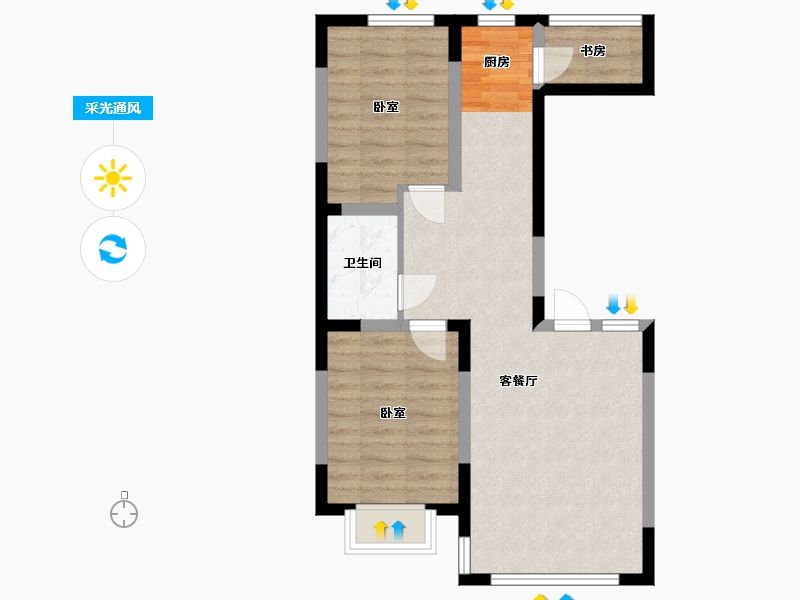 辽宁省-丹东市-和顺·中央花城-60.21-户型库-采光通风