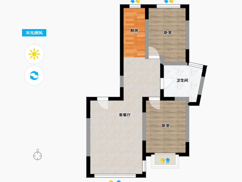 辽宁省-丹东市-和顺·中央花城-60.29-户型库-采光通风