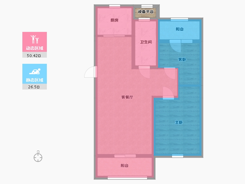 辽宁省-大连市-亿达第一郡-69.11-户型库-动静分区