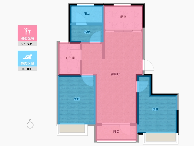 辽宁省-大连市-华润置地幸福里-79.01-户型库-动静分区