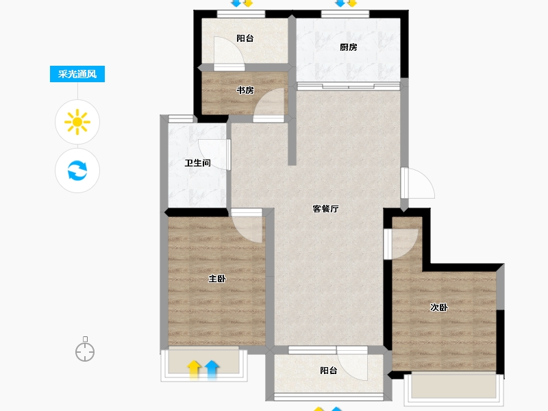 辽宁省-大连市-华润置地幸福里-79.01-户型库-采光通风