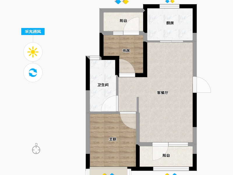 辽宁省-大连市-华润置地幸福里-60.31-户型库-采光通风