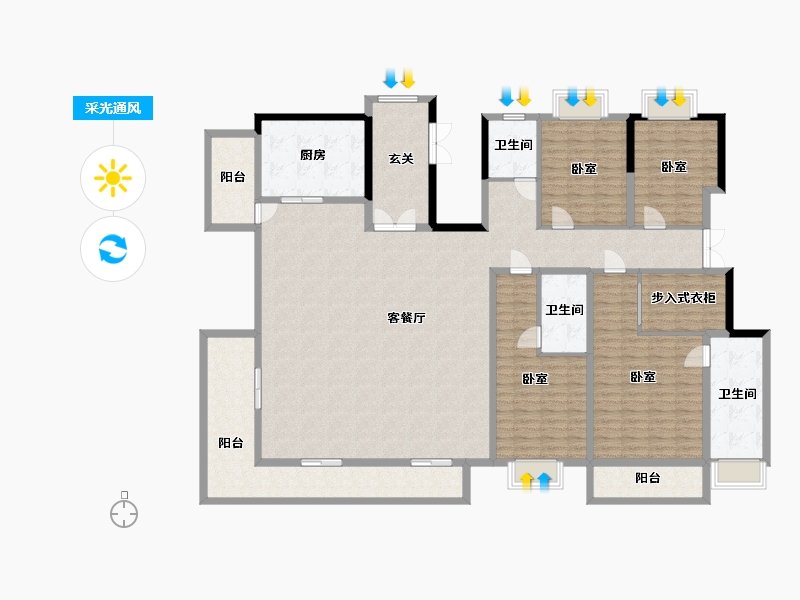 云南省-昆明市-世博生态城蓝湖邻里-220.86-户型库-采光通风