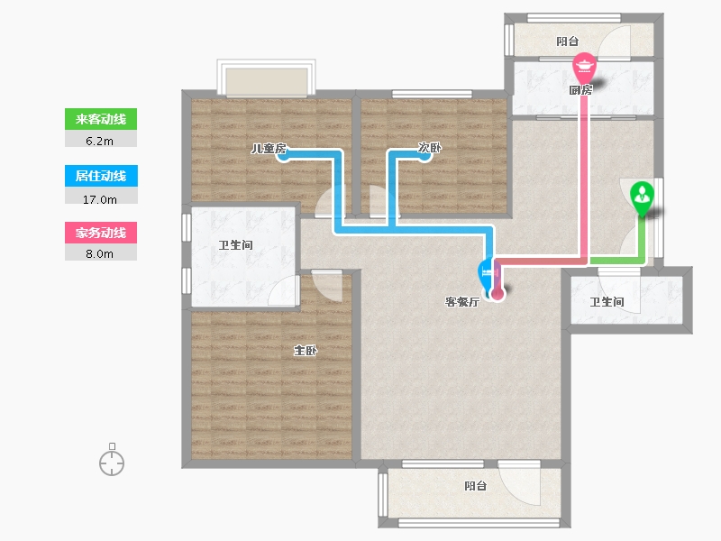 内蒙古自治区-呼和浩特市-兴泰东河湾-131.14-户型库-动静线