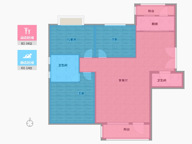 内蒙古自治区-呼和浩特市-兴泰东河湾-131.14-户型库-动静分区