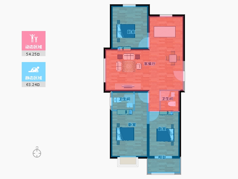 河北省-邯郸市-北湖十六峯-107.00-户型库-动静分区