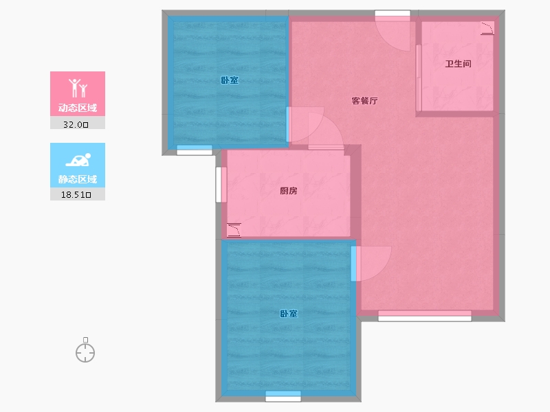 辽宁省-铁岭市-哥伦布魅力城-45.00-户型库-动静分区