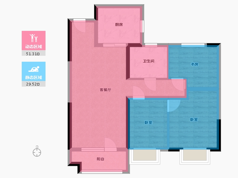 吉林省-四平市-碧桂园·名门时代-71.41-户型库-动静分区