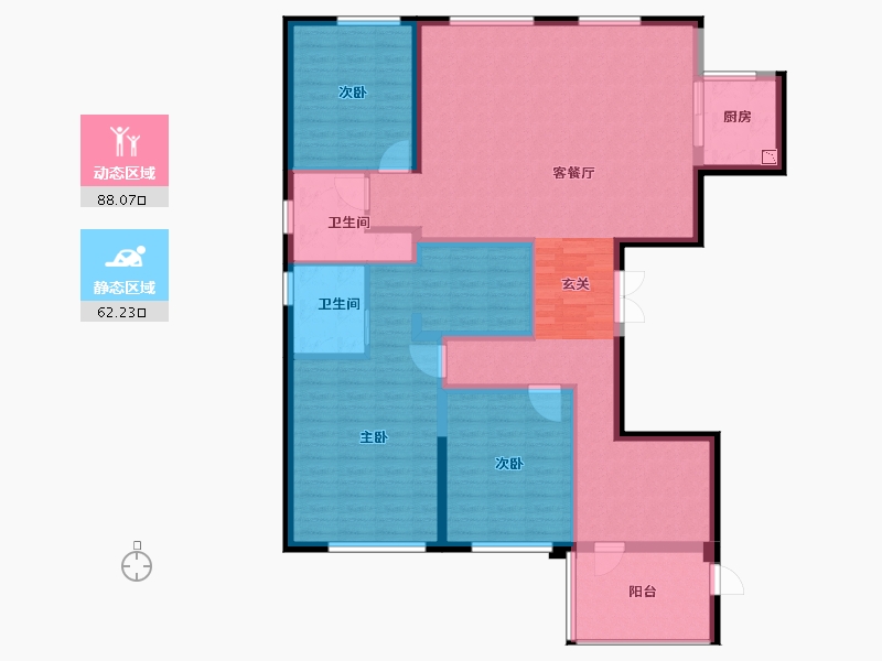 辽宁省-大连市-碧桂园达沃斯广场-136.20-户型库-动静分区