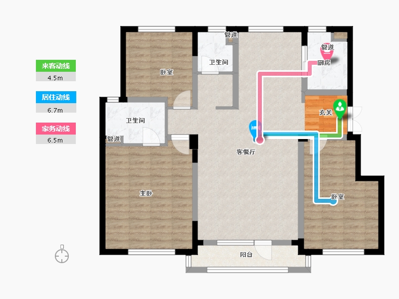 辽宁省-大连市-新希望璞石墅-106.75-户型库-动静线