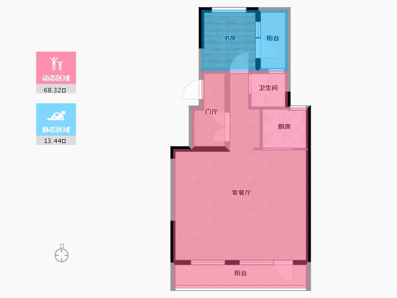 辽宁省-大连市-招商雍景湾-72.88-户型库-动静分区