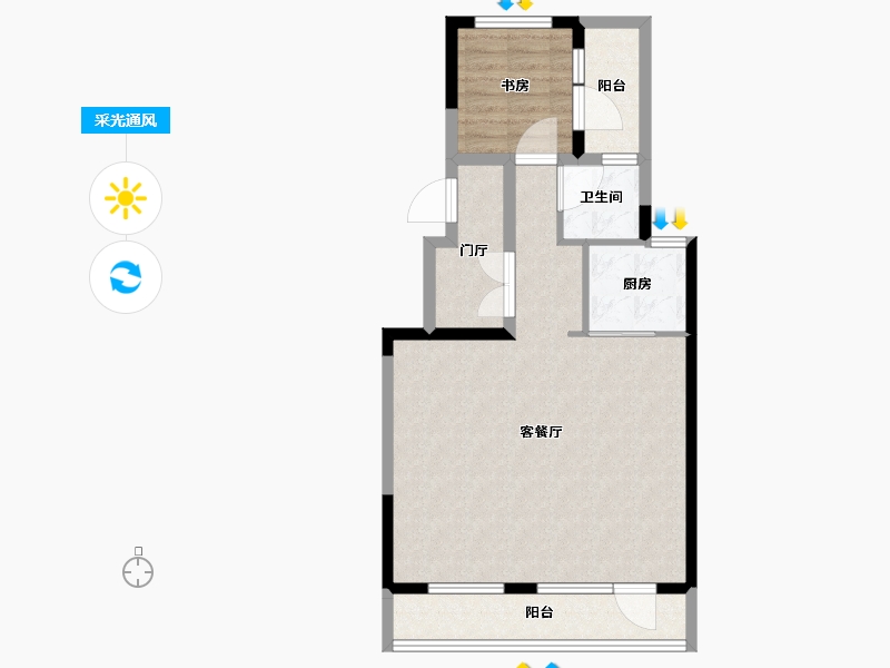 辽宁省-大连市-招商雍景湾-72.88-户型库-采光通风