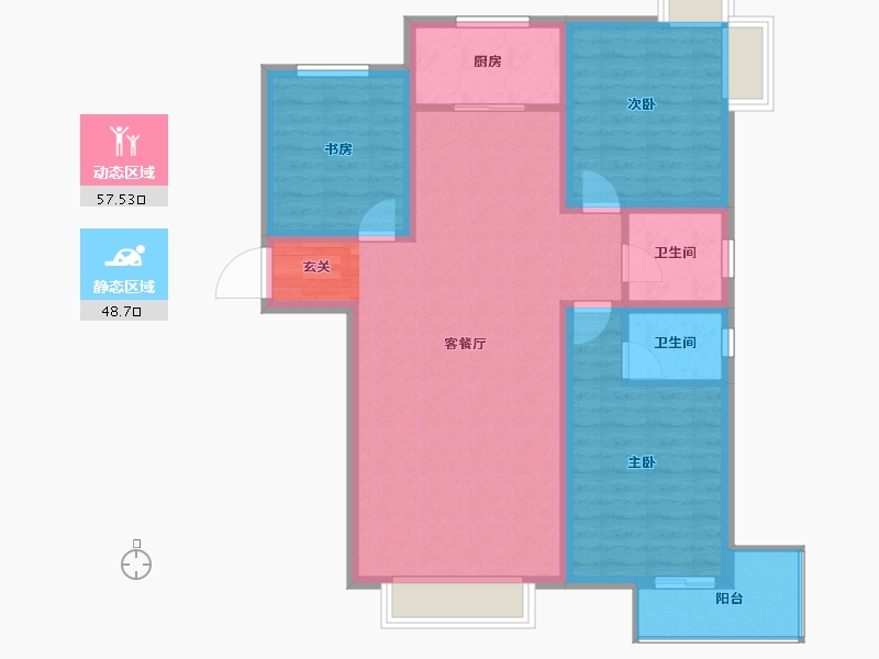 河北省-保定市-涿州惠友万悦城-95.51-户型库-动静分区