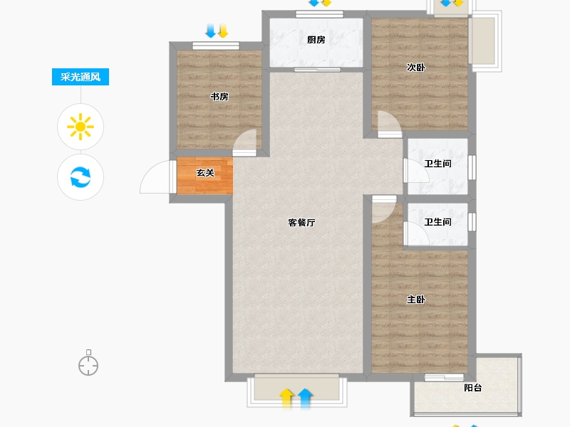 河北省-保定市-涿州惠友万悦城-95.51-户型库-采光通风