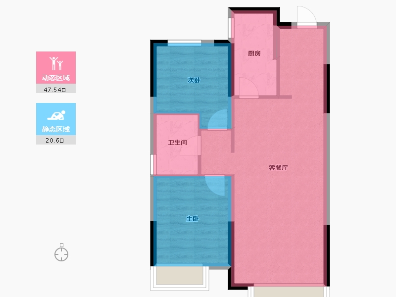 辽宁省-沈阳市-美的·润东府-61.05-户型库-动静分区