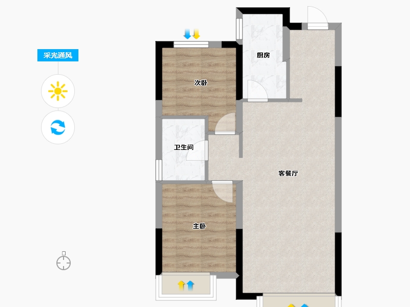 辽宁省-沈阳市-美的·润东府-61.05-户型库-采光通风