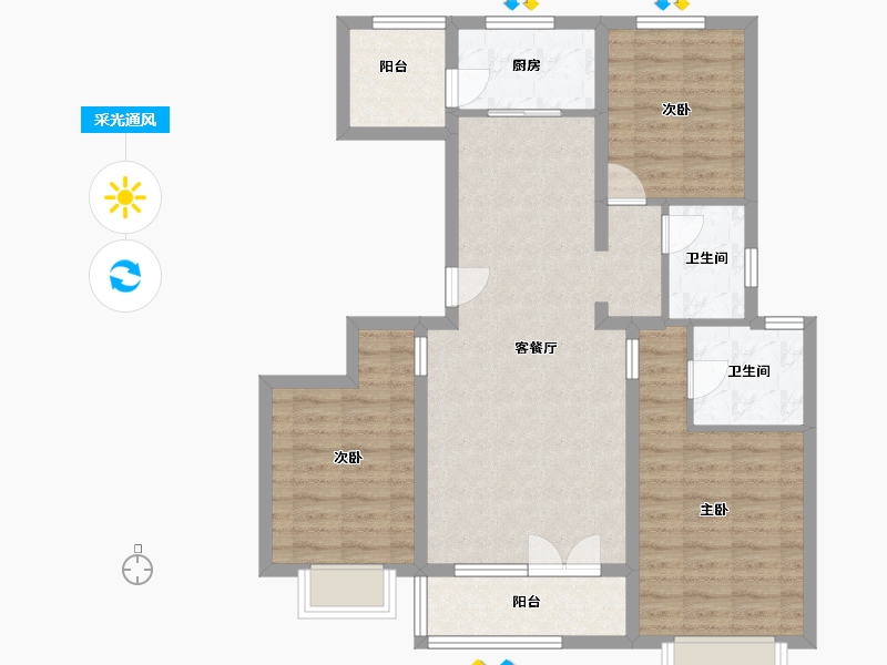 河北省-廊坊市-京畿檀宫-92.00-户型库-采光通风