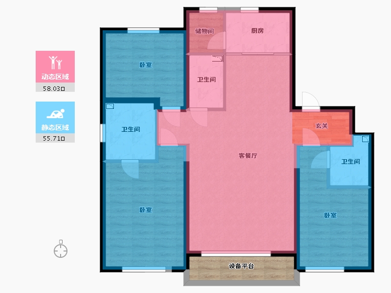 辽宁省-抚顺市-今日阳光-107.28-户型库-动静分区