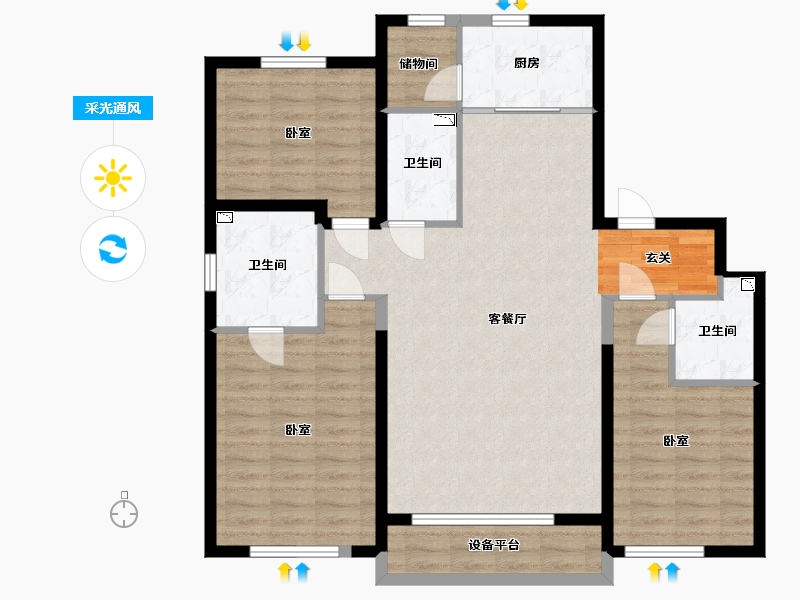 辽宁省-抚顺市-今日阳光-107.28-户型库-采光通风