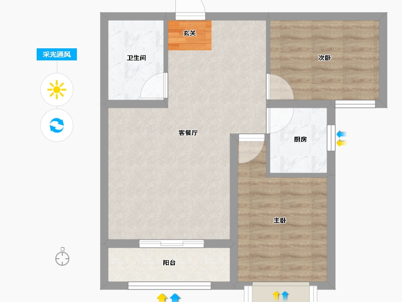 河北省-保定市-涿州惠友万悦城-55.45-户型库-采光通风