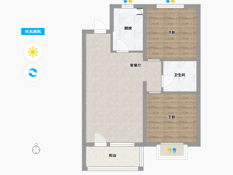 河北省-廊坊市-京畿檀宫-63.20-户型库-采光通风