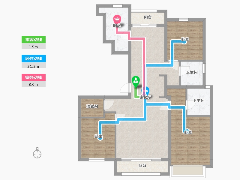 辽宁省-丹东市-永同昌翡翠公馆-102.90-户型库-动静线