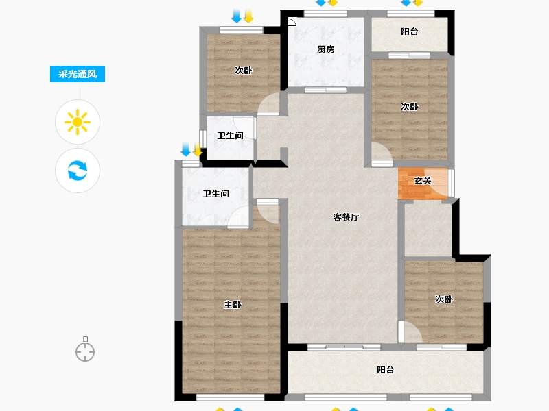 云南省-昆明市-俊发生态半岛滇池俊府-121.34-户型库-采光通风