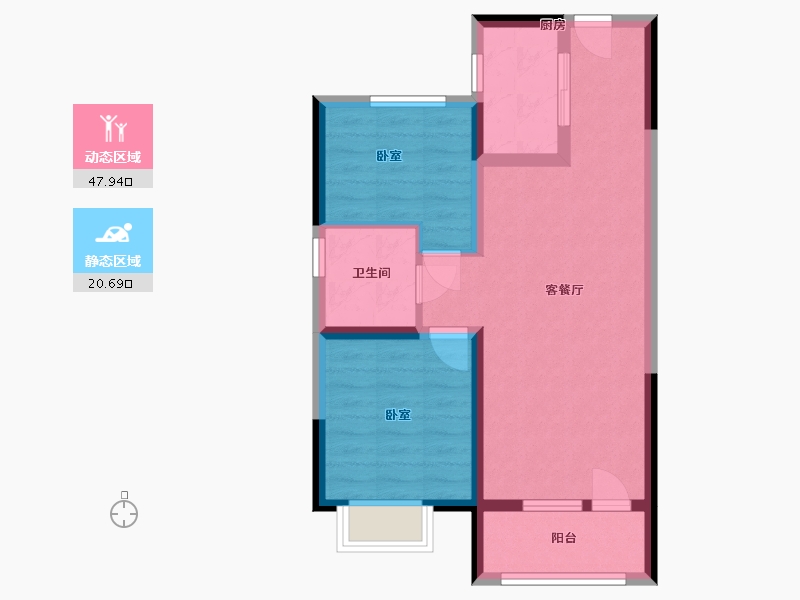 吉林省-四平市-碧桂园·名门时代-60.62-户型库-动静分区