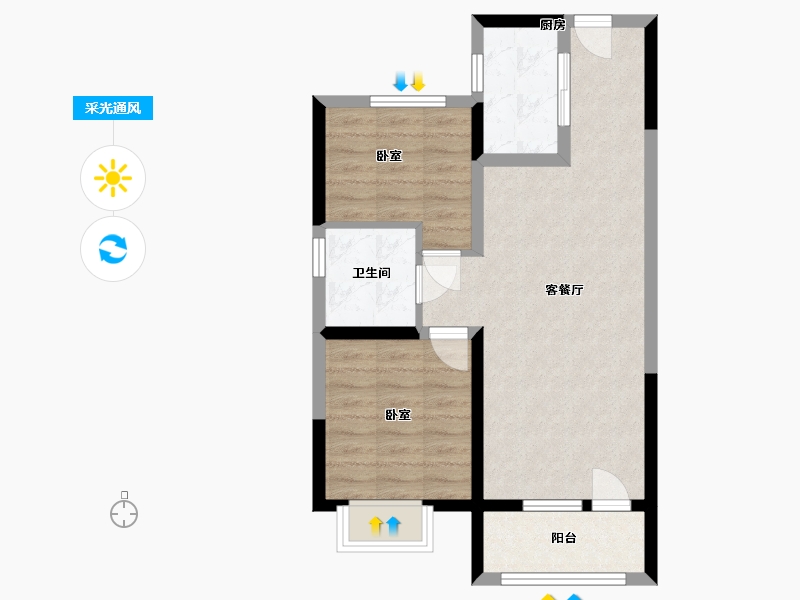 吉林省-四平市-碧桂园·名门时代-60.62-户型库-采光通风