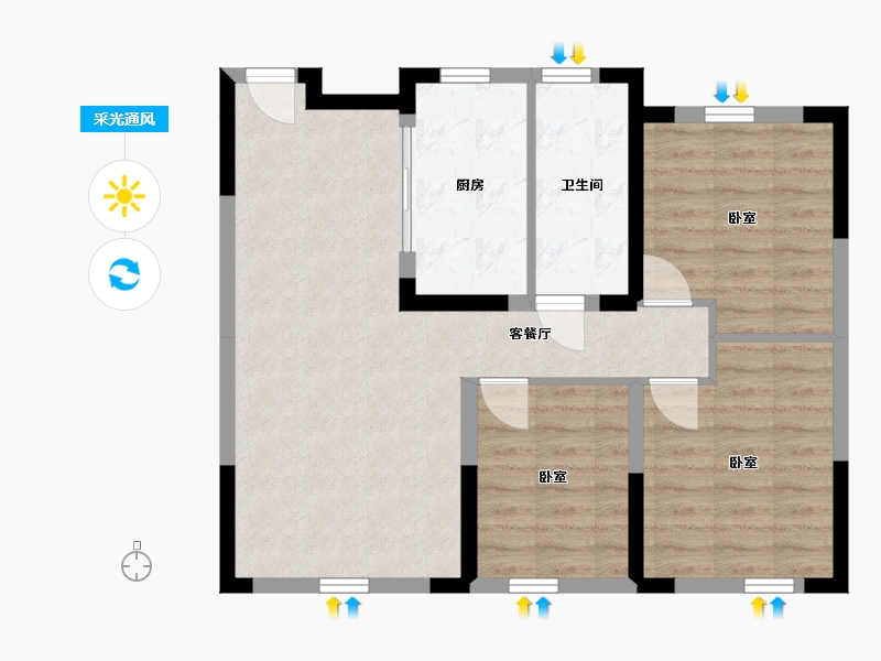 辽宁省-丹东市-保利香槟国际-70.27-户型库-采光通风