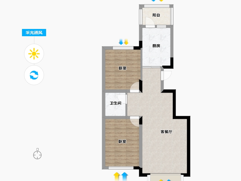 吉林省-四平市-四平巨展幸福里-65.12-户型库-采光通风