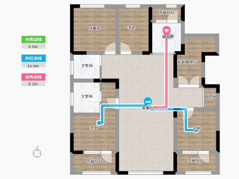 吉林省-四平市-富腾御湖壹号院-105.44-户型库-动静线