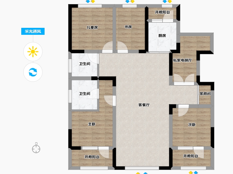 吉林省-四平市-富腾御湖壹号院-105.44-户型库-采光通风