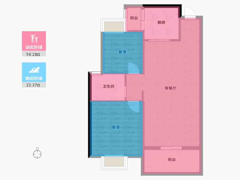 云南省-昆明市-昆明恒大华侨城阳宗海-70.55-户型库-动静分区