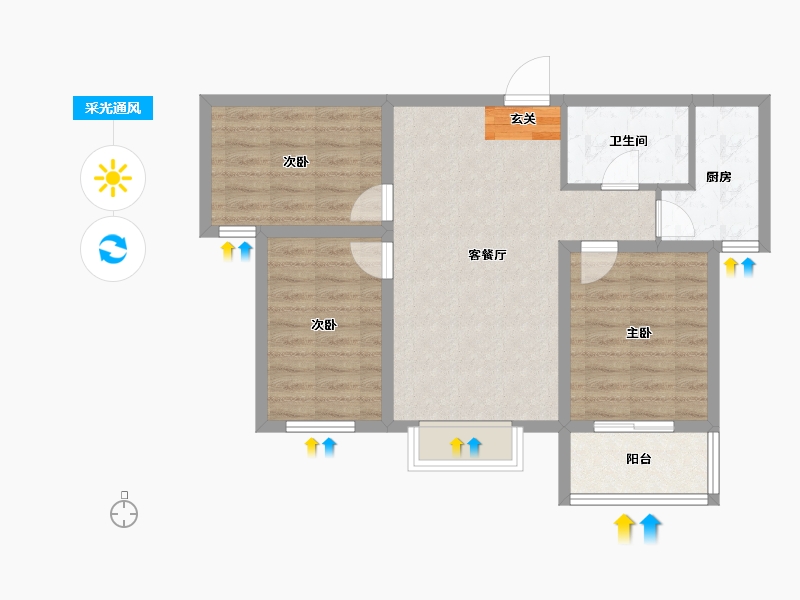 河北省-保定市-涿州惠友万悦城-70.80-户型库-采光通风