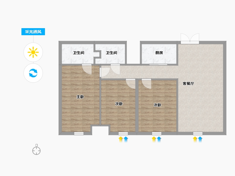 河北省-石家庄市-恒印广场-89.35-户型库-采光通风