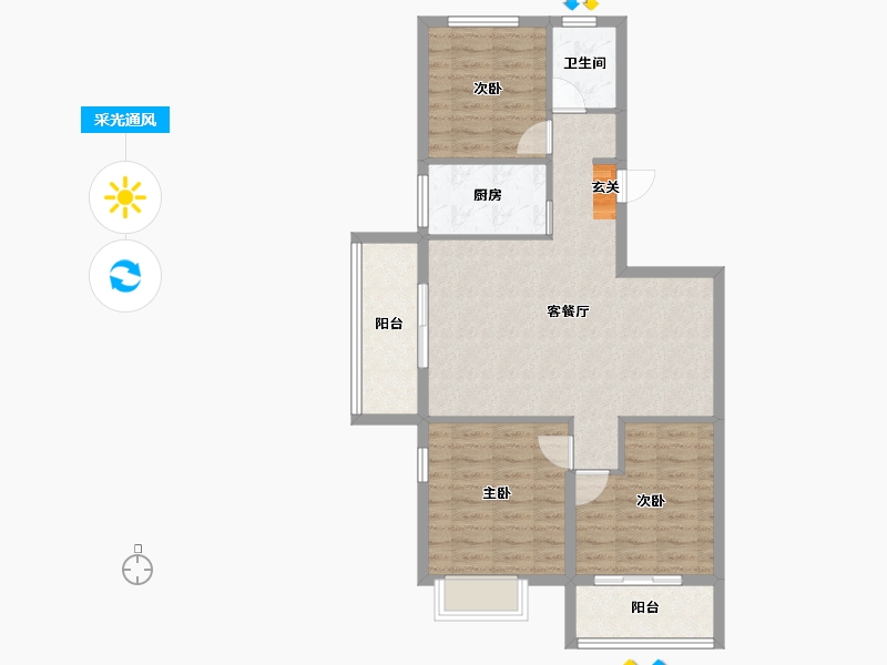 云南省-曲靖市-桐乐丽晶府-81.91-户型库-采光通风